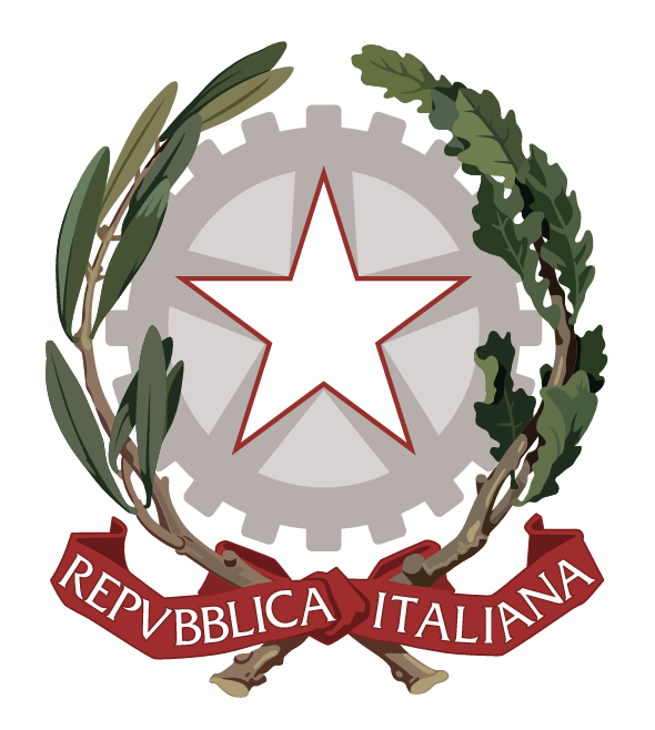 Emblem of the Italian Republic with star, cogwheel, and oak and olive branches