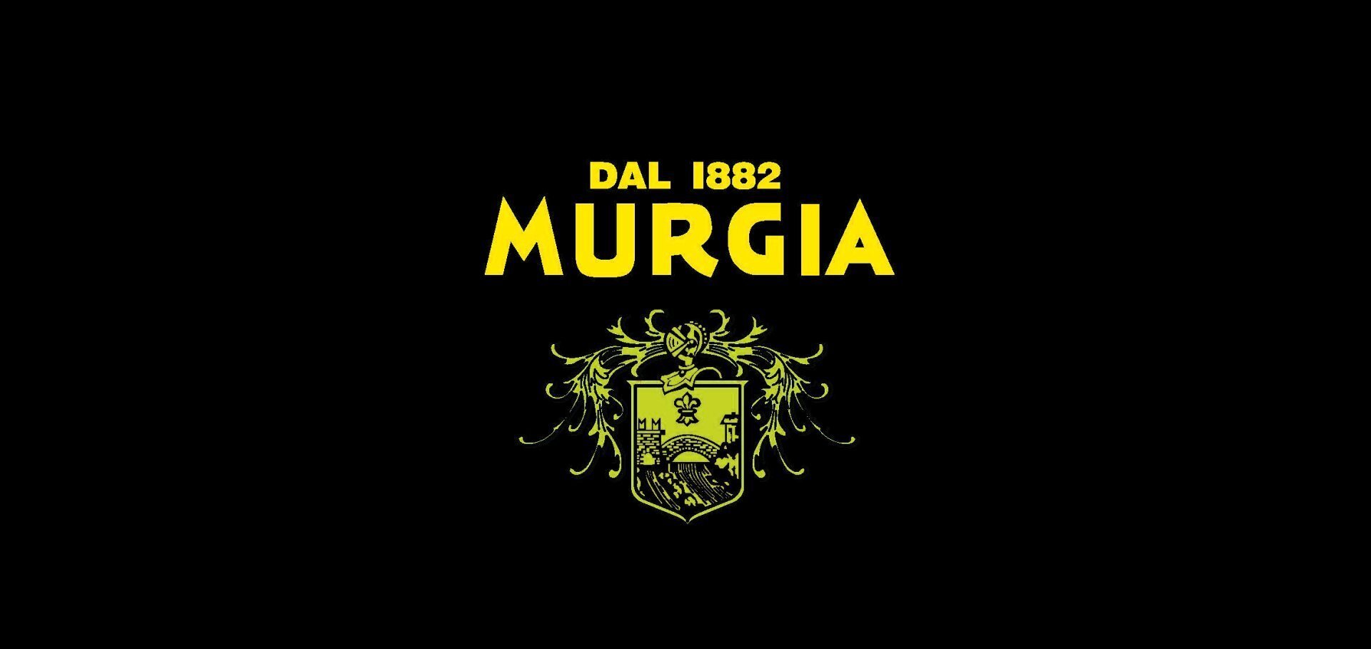Murgia logo with coat of arms and text since 1882 on black background