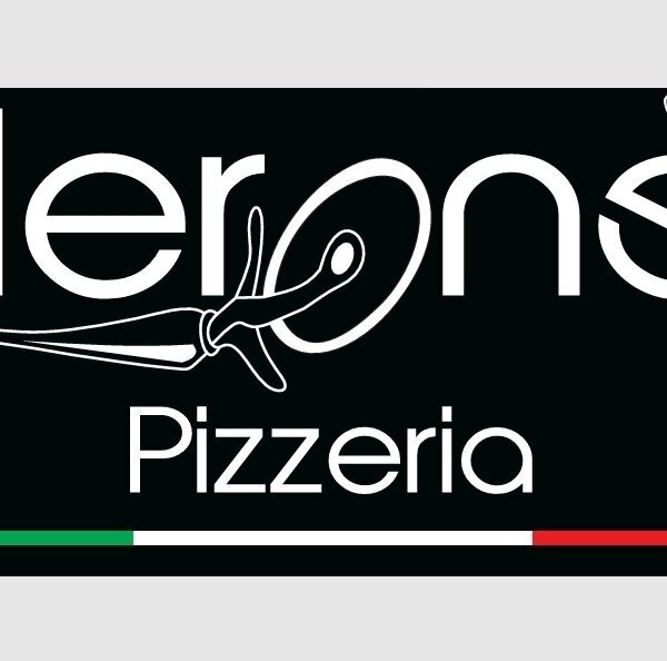Logo Pizzeria con forchetta stilizzata e tricolore italiano
